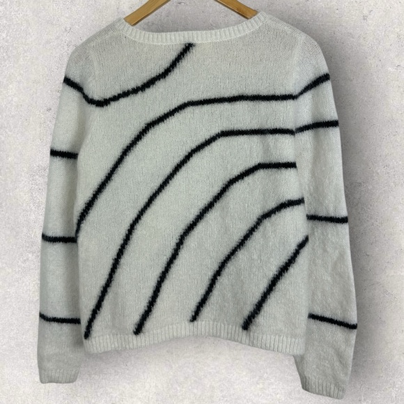 Sezane Paige Mohair Merino Wool White Ecru Black Stripe Sweater Jumper Sz Small - Picture 13 of 13